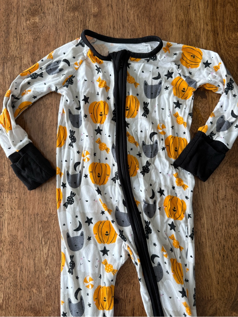 Little Sleepies - Halloween Pumpkin Print One-Piece Pajamas - Orange & Gray